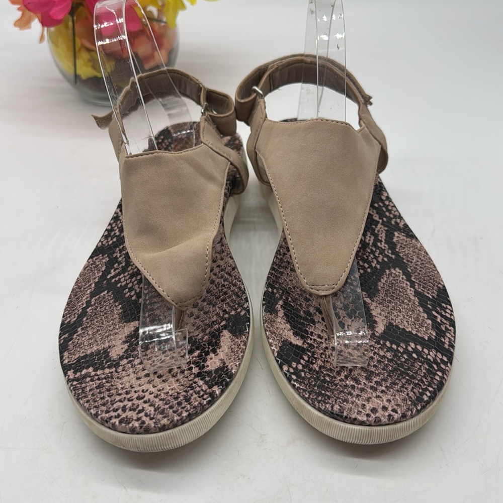 Naturalizer Tan Thong Beige Snake Print Women's Sandals Size 9.5 MCS8203M - Picture 2 of 8